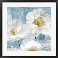 Framed Washed Poppies (Aqua) I