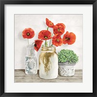 Floral Composition with Mason Jars II Framed Print