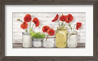 Framed Poppies in Mason Jars