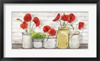 Framed Poppies in Mason Jars