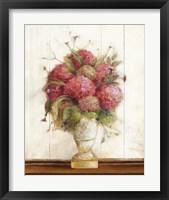 Framed 'Dreamy Hydrangea II on Birch' border=