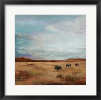 Framed Buffalo Under Big Sky Red and Brown