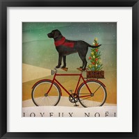 Framed Black Lab on Bike Christmas