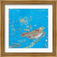 Framed 'Birds of a Feather v2 Blue' border=