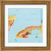 Framed 'Fish in the Sea II Aqua' border=