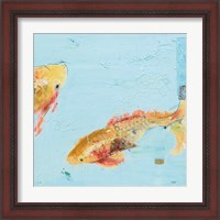 Framed 'Fish in the Sea II Aqua' border=