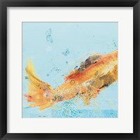 Framed 'Fish in the Sea I Aqua' border=