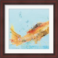 Framed 'Fish in the Sea I Aqua' border=