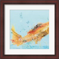 Framed 'Fish in the Sea I Aqua' border=