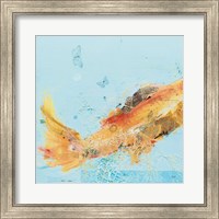 Framed 'Fish in the Sea I Aqua' border=