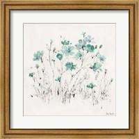 Framed 'Wildflowers II Turquoise' border=