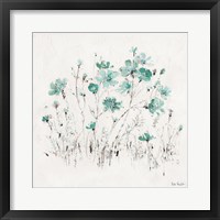 Framed Wildflowers II Turquoise