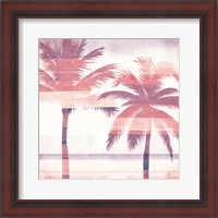 Framed 'Beachscape Palms III Pink Purple' border=