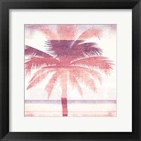 Framed Beachscape Palms II Pink Purple