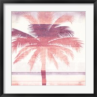 Framed Beachscape Palms II Pink Purple