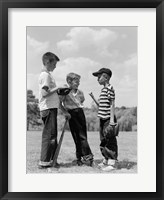 Framed 1950s Boys Baseball Holding Bat