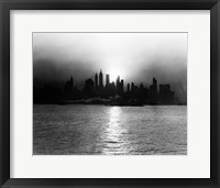 Framed 1930s 1940s Morning Misty Sunrise Silhouette