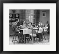 Framed 1930s Family Of 6 Sitting At The Table