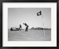 Framed 1960s Man Playing Golf Putting