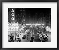 Framed 1950s 1953 Night Scene Of Chicago State Street