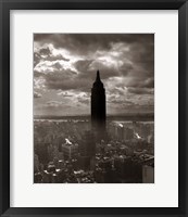 Framed 1930s 1940s Empire State Building Silhouetted In Nyc