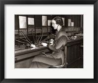 Framed 1930s Woman Telephone Operator