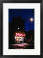 Framed 1980s 24 Hour Drug Store Neon Sign