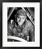 Framed 1940s Fighter Airplane Pilot On US World War II