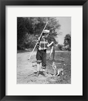 Framed 1950s Boy Plaid Shirt Sailor In Hat