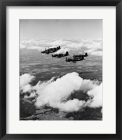 Framed 1940s 6 Navy Corsairs Above The Clouds