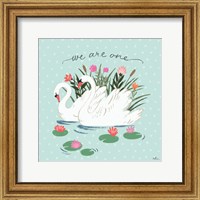 Framed 'Swan Lake III Mint' border=