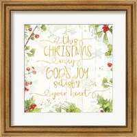 Framed 'Christmas Sentiments III Gold on Wood' border=