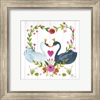 Framed 'Swan Love III' border=