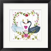 Framed 'Swan Love III' border=