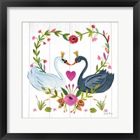 Framed 'Swan Love III' border=