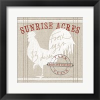 Framed Farm Linen Rooster