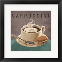 Coffee and Co I Teal and Gray Framed Print