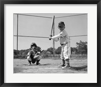 Framed 1960s Two Boys Playing Baseball