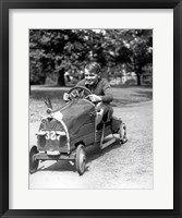 Framed 1930s Boy Driving Home In Race Car