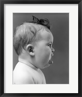 Framed 1940s 1950s Profile Of Baby Head With Mouth Open