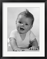 Framed 1950s Crawling Happy Curious Baby