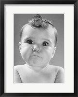 Framed 1950s Baby Making Funny Face With Eyes Wide Open