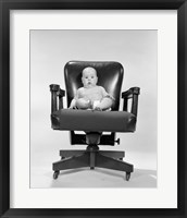 Framed 1960s Baby Sitting In Executive Office Chair