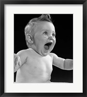 Framed 1950s Happy Baby  Laughing With Mouth Open