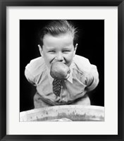 Framed 1930s Boy Bobbing For Apples