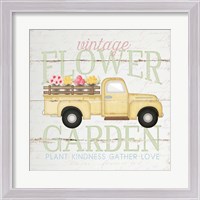 Framed Vintage Flower Garden Truck