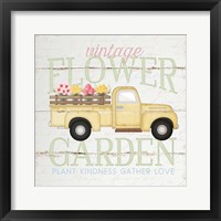 Vintage Flower Garden Truck Framed Print