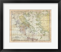 Framed Vintage Greece Empire Map