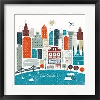 Framed Colorful New Orleans Teal