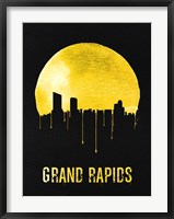 Framed Grand Rapids Skyline Yellow